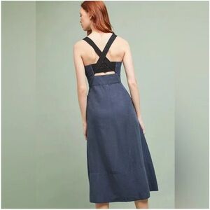 Seen Worn Kept Anthropologie Pinafore Cross-Back Dress Navy Sz 10